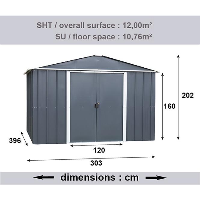 Kovový zahradní domek 1013AEYZ 303x396 cm antracitový
