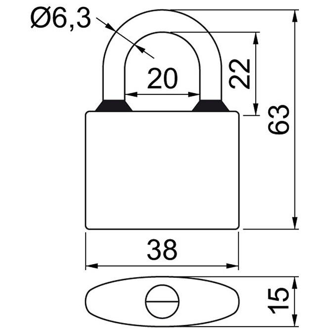 Litinový visací zámek Oval 38 set 3 ks