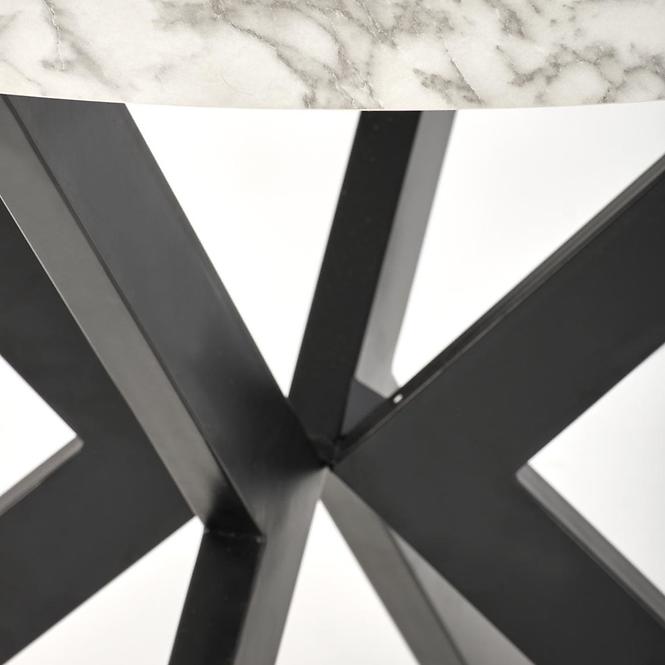Stůl Peroni 100x250 talíř/ocel – bílá mramor/černá