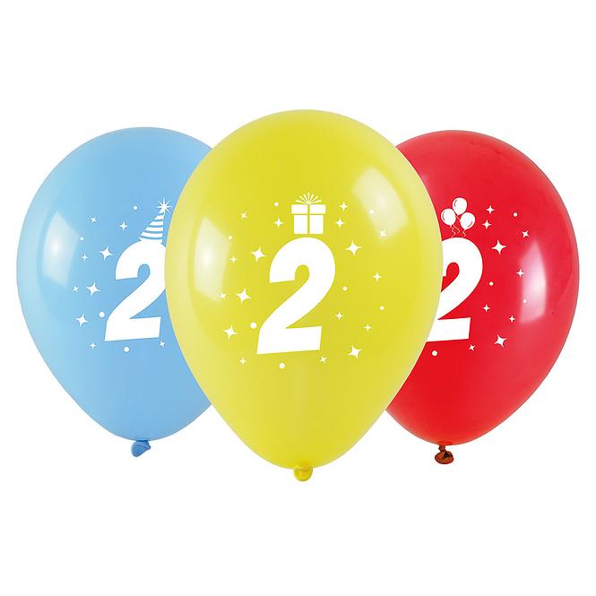 Balóny potisk čísla - 2 (3 ks) 28cm