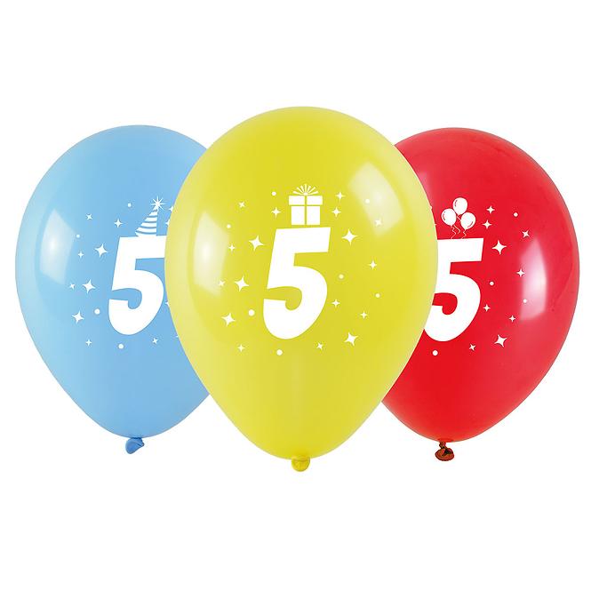 Balóny potisk čísla - 5 (3 ks) 28cm