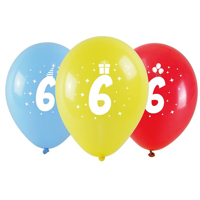 Balóny potisk čísla - 6 (3 ks) 28cm