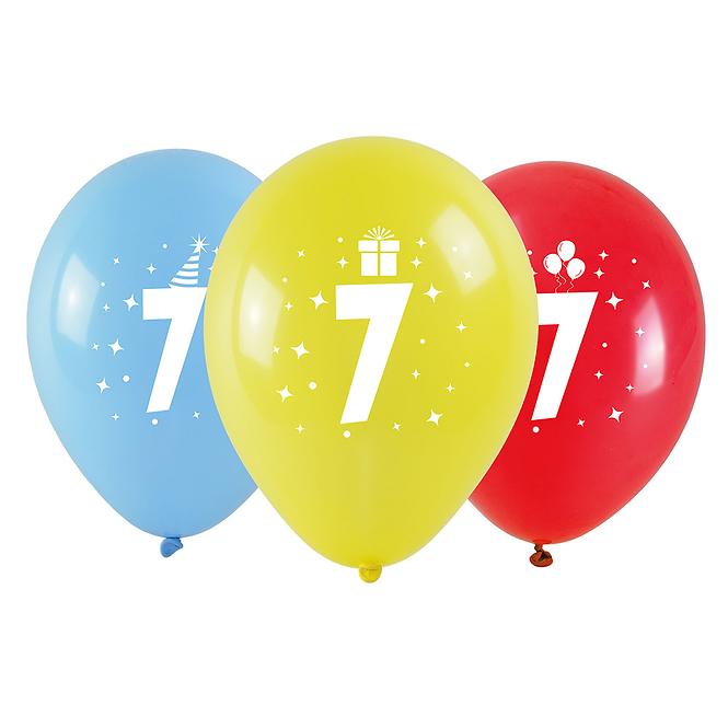 Balóny potisk čísla - 7 (3 ks) 28cm