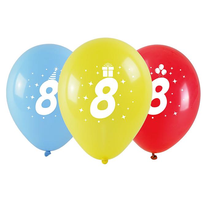 Balóny potisk čísla - 8 (3 ks) 28cm