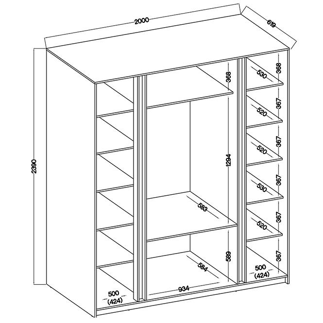 Skříň Kaja BL/BL 4F 3S