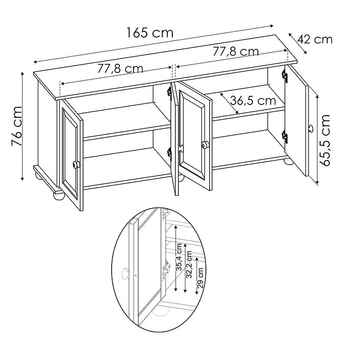 Komoda Borovice KD70 165x76x42