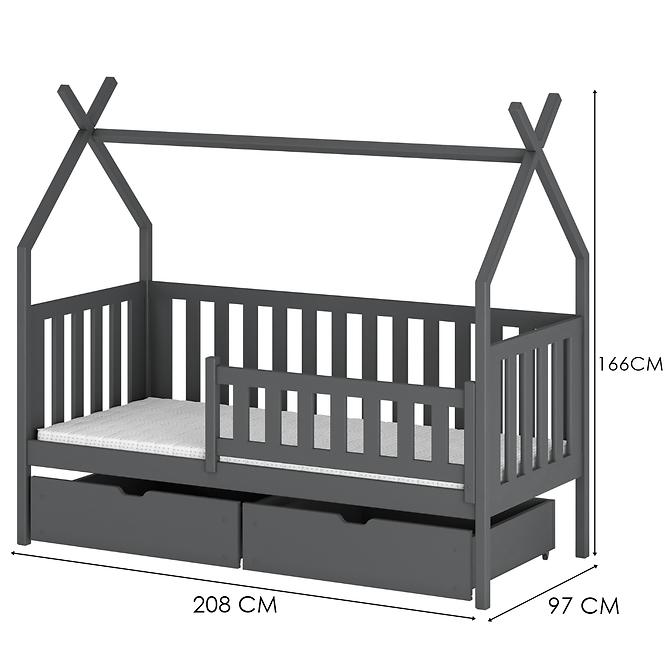Posteľ Domček Simba 90x200 graphite