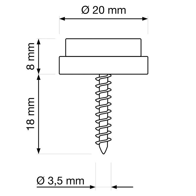 Filcový kluzák s vrutem ⌀ 20 mm bílý 20 ks