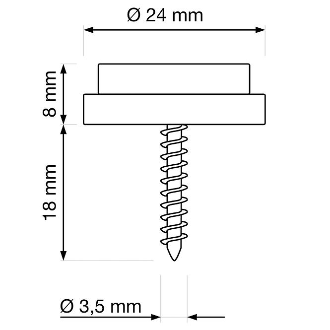 Filcový kluzák s vrutem průměr 24 mm bílý 20 ks