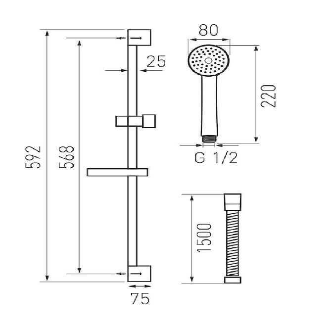 Sprchový komplet nástěnný KIT869,0