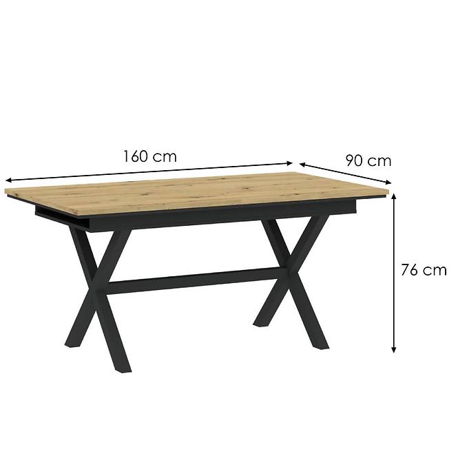 Stůl X 160/200x76x90 artisan/černý