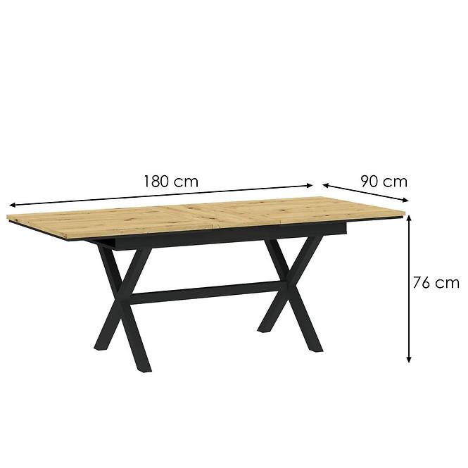 Stůl X 160/200x76x90 artisan/černý