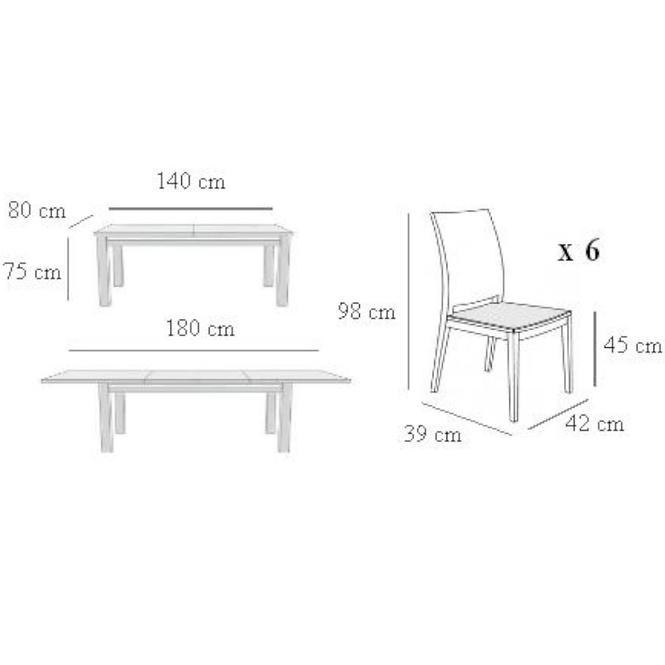 Jídelní set Bond 1+6 Vídeň 140x80+40