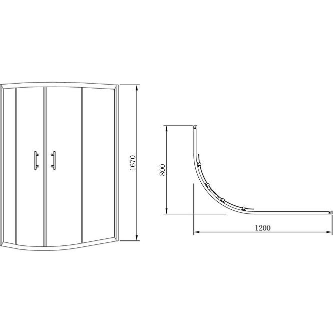 Sprchový kout Korfu plus 2 120/80/167 levý grafit - chrom