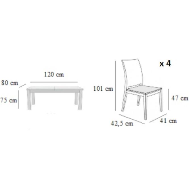 Jídelní set Smart 1+4 Ořech 120x80