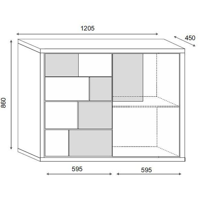 Komoda Elstra I 121cm Dub Sonoma/Bílá