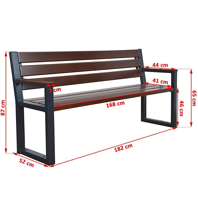 Zahradní lavička MODERNÍ s opěradlem a područkami, ořech