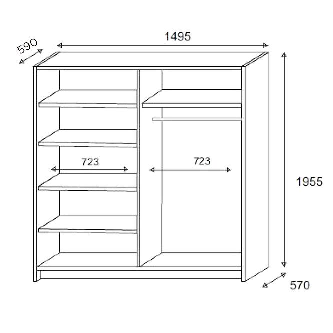 Skříň Alfa 3 150cm Dub Sonoma/Bílá