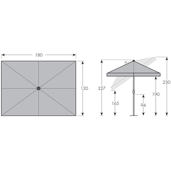 Zahradní slunečník ACTIVE 180x120cm přírodní