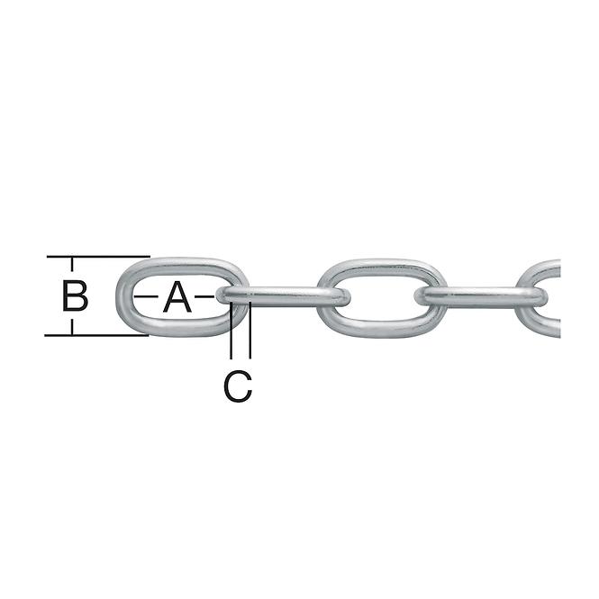 Řetěz ocel din766 5mm zn