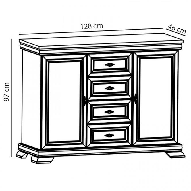 Komoda Kora 128cm Bílá, KK3