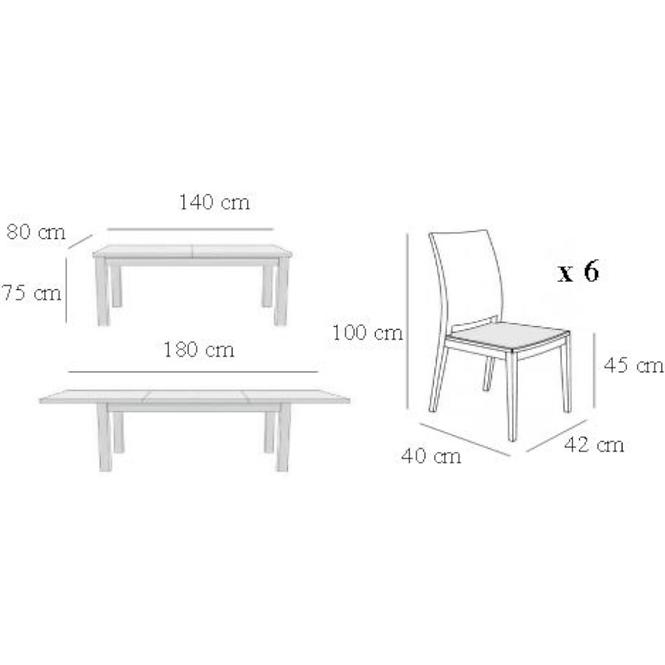 Jídelní set Ola 1+6 Hnědý 140x80+40