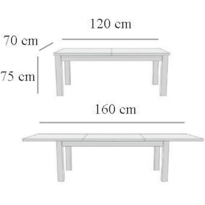 Stůl 120X70+40 Kaštan /Buk Bawaria