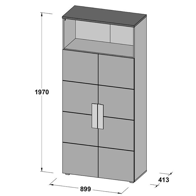 Skříň Libelle 90 cm Bílý/Šedá