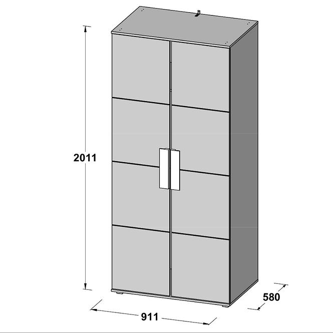 Skříň Libelle 91 cm Bílý/Šedá