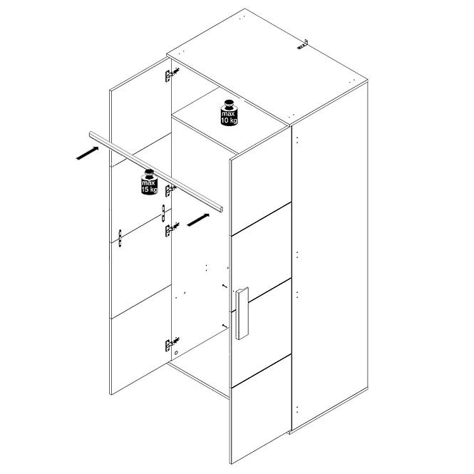 Skříň Libelle 91 cm Bílý/Šedá