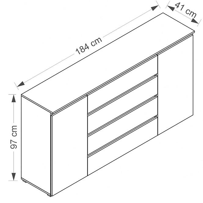 Komoda Cosmo 184 cm Bílá