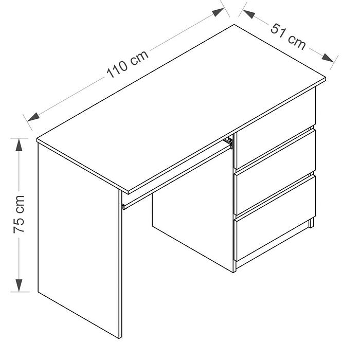 Psací Stůl Cosmo 110 cm Bílá