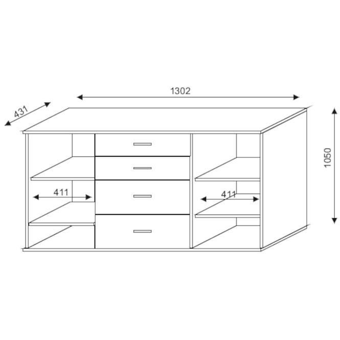 Komoda Malmo 130cm Dub Sonoma