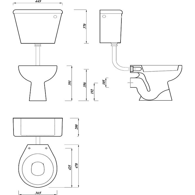 WC mísa Delta vodorovná