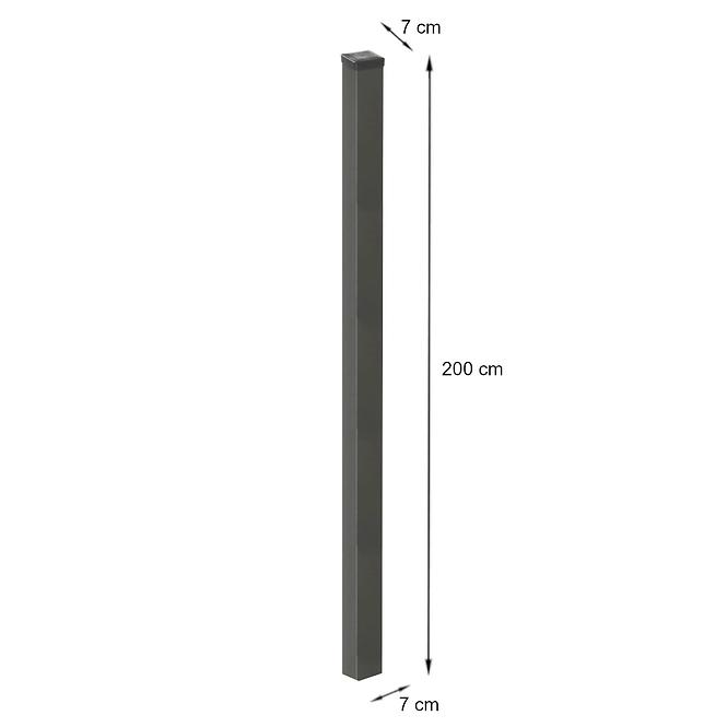 Hladký sloupek 7x7x200 ZN+RAL7016