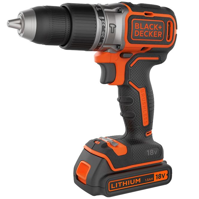 Aku vrtačka s příklepem Bezuhlíková  Black&Decker BL188K 18V