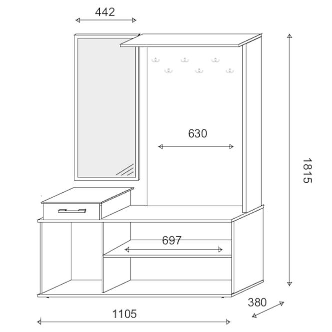 Předsíňová Stěna Gerber 110cm Dub Sonoma/Bílá