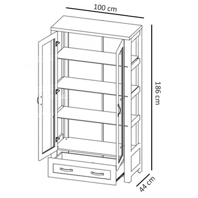 Vitrína Nevada 100 cm Dub Lefkas Temný, W2D