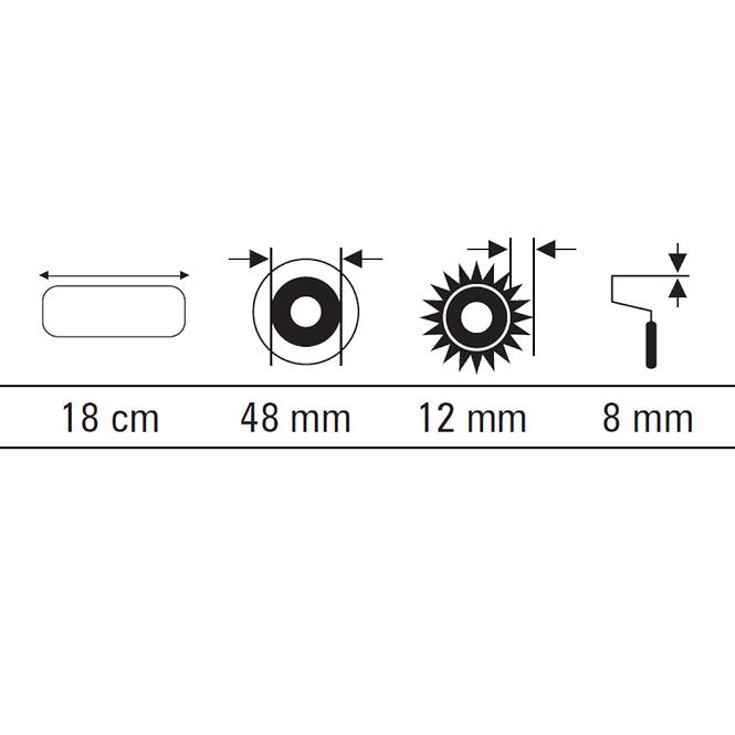 Váleček malířský Nylon 18 cm (červený pruh)