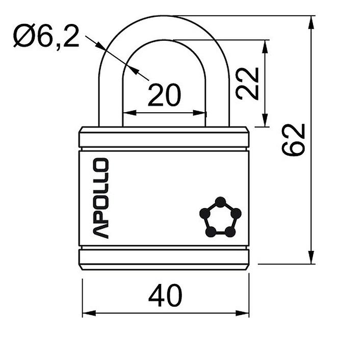 Ocelový visací zámek APOLLO 40