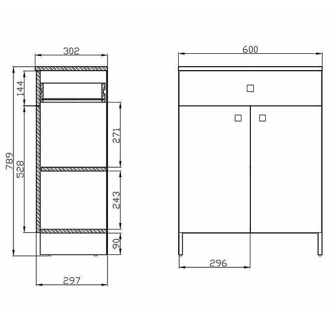 Komoda bílá Rubid 2D1S 60