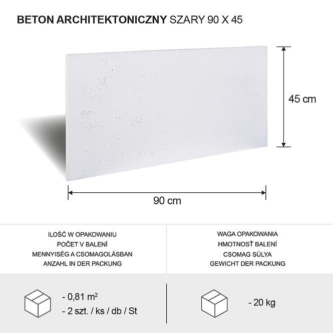 Architektonický beton 90x45x1,5/šedá