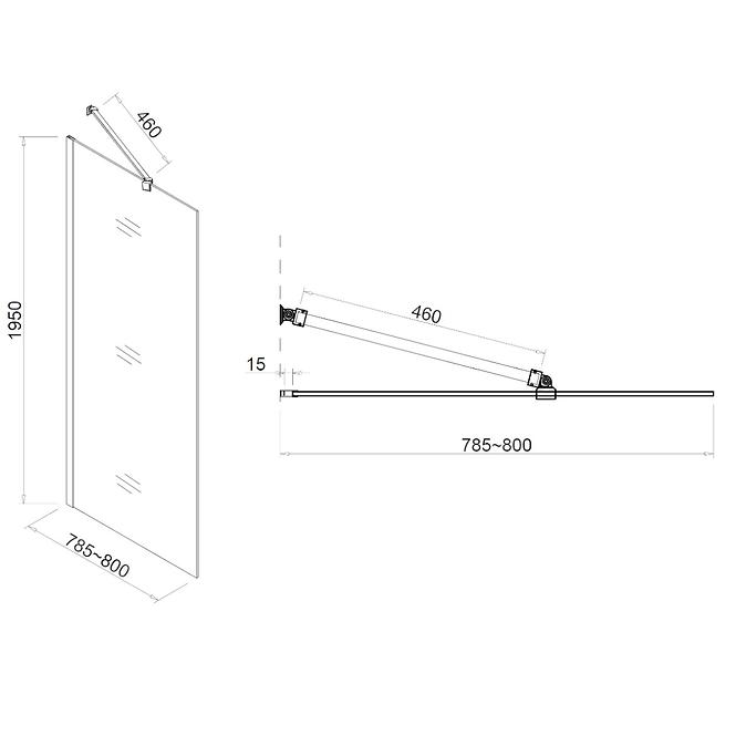 Stěna WALK-IN Rode 80x195 čirě - chrom