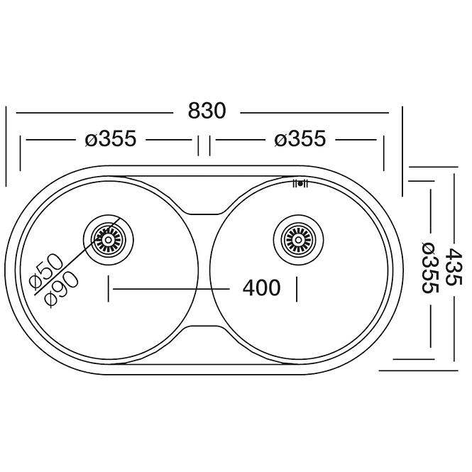 Dřez rondo EC139 435/830+sifon