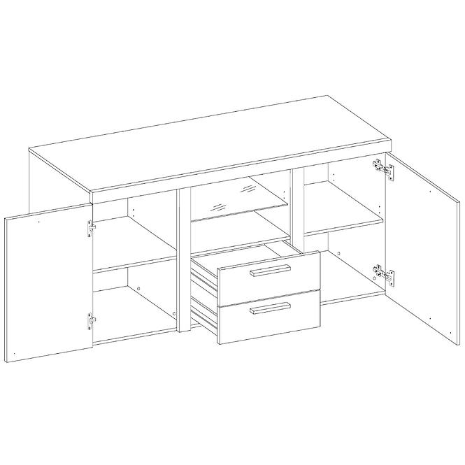 Komoda Rumba 156cm Bílá