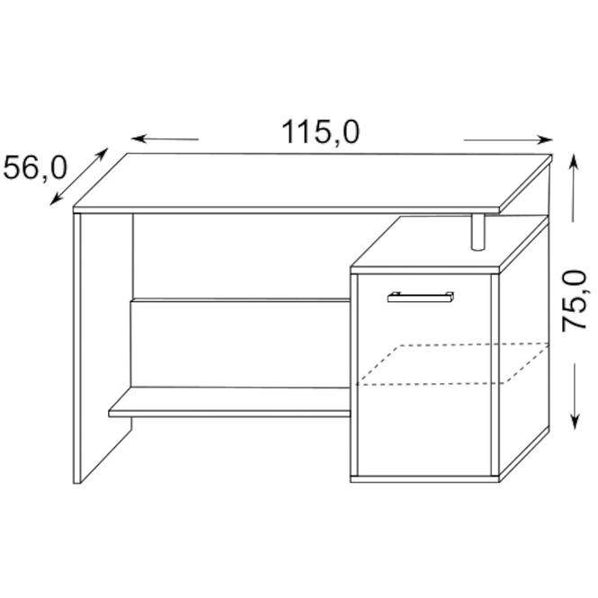 Psací Stůl 115cm Dub Sonoma/Bílý