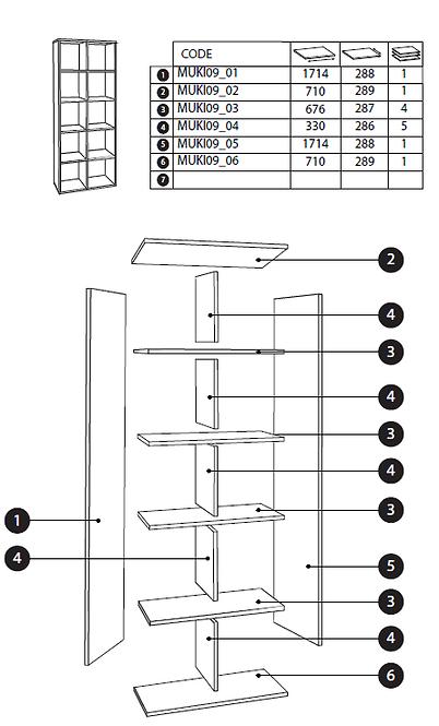 Regál Muki 71cm Dub Wotan