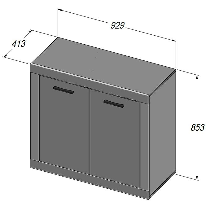 Komoda Trass 93 cm Dub/Černá