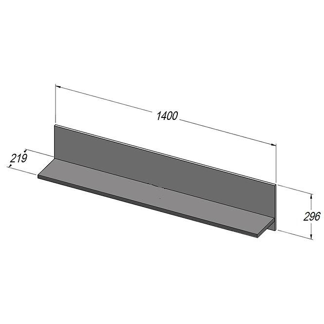 Polička Trass 140cm Dub/Černá