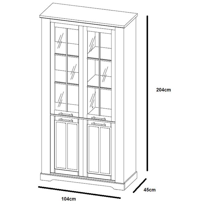 Vitrina Country 104 cm, dub stirling / borovice andersen